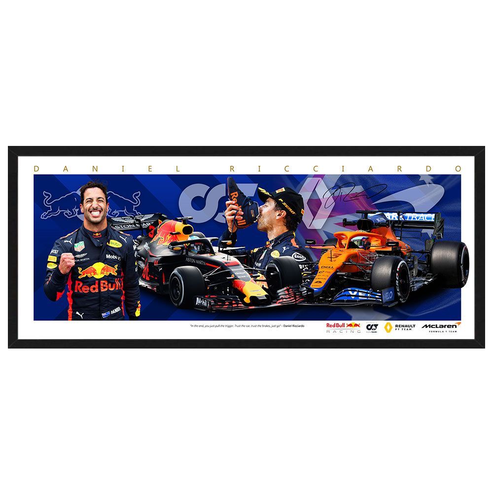 Formula 1 – Daniel Ricciardo Tribute Mini Wings Framed Print Formula 1 – Daniel Ricciardo Tribute Mini Wings Framed Print