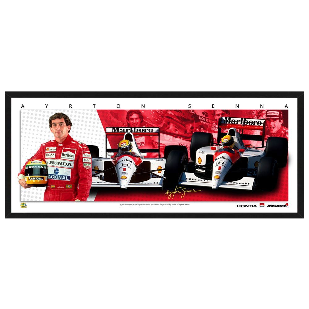 Formula 1 – Ayrton Senna Mclaren Mini Wings Framed Print Formula 1 – Ayrton Senna Mclaren Mini Wings Framed Print