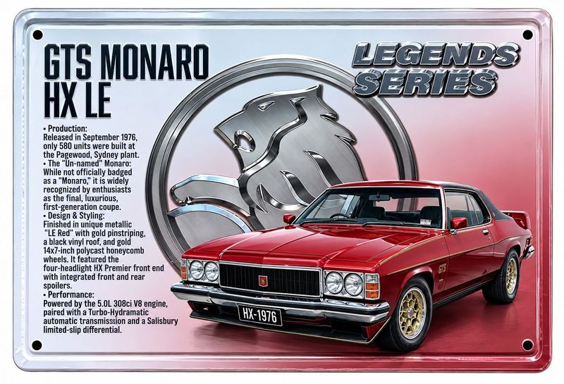 GTS Monaro HX LE Legends Series 30cm x 20cm Tin Sign White