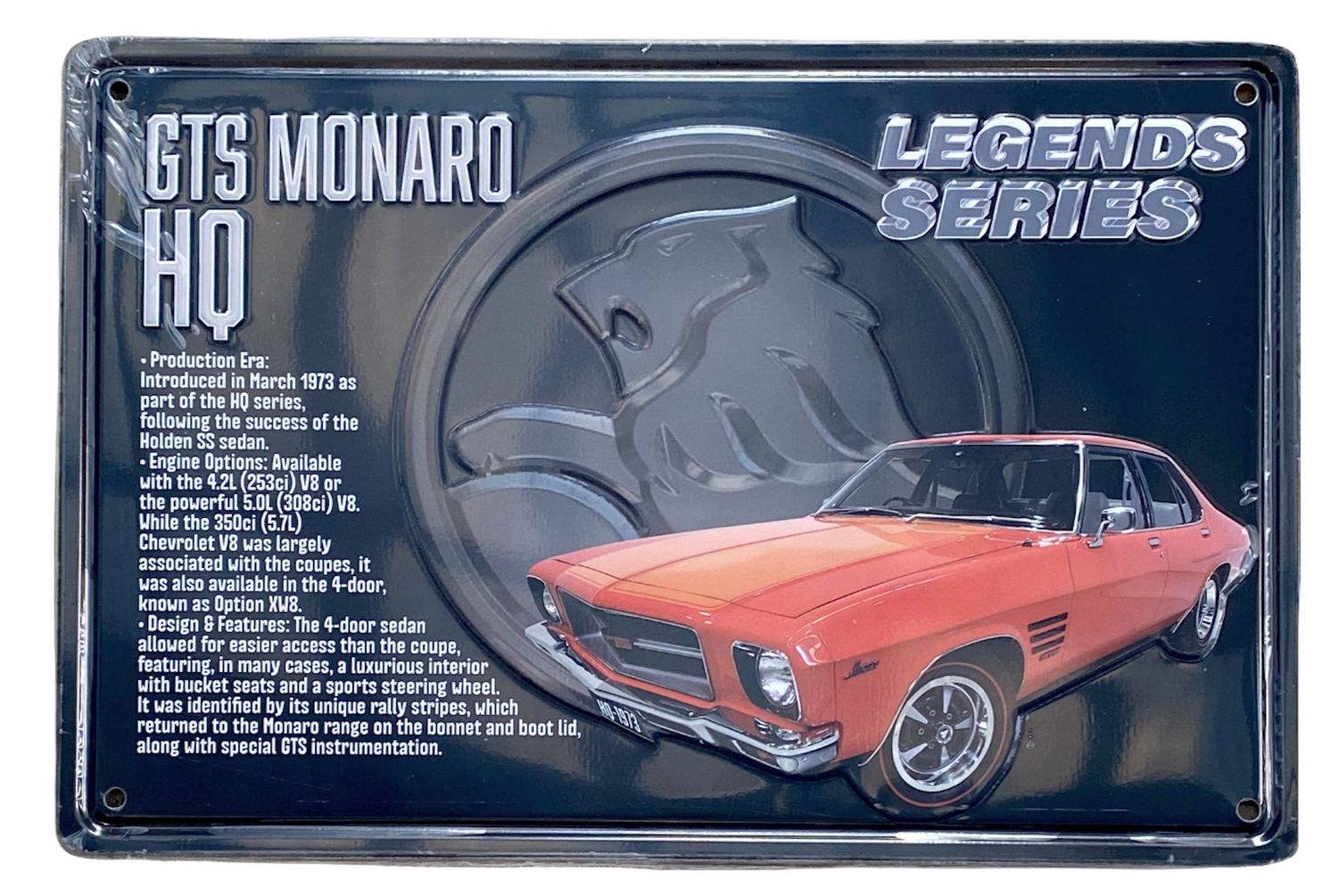 GTS Monaro HQ Legends Series 30cm x 20cm Tin Sign B GTS Monaro HQ Legends Series 30cm x 20cm Tin Sign B
