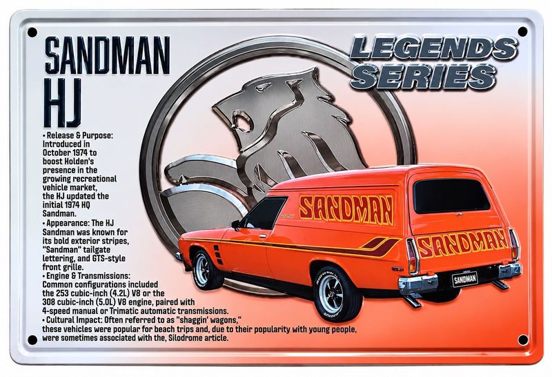 Sandman HJ Legends Series 30cm x 20cm Tin Sign White