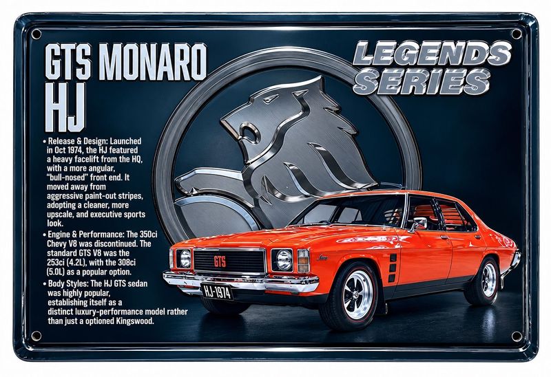 GTS Monaro HJ Legends Series 30cm x 20cm Tin Sign Black