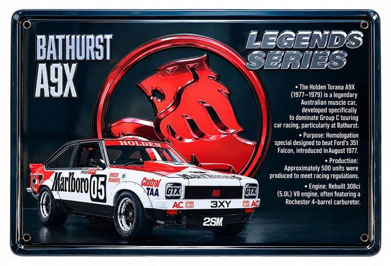 Bathurst A9X Legends Series 30cm x 20cm Tin Sign Black