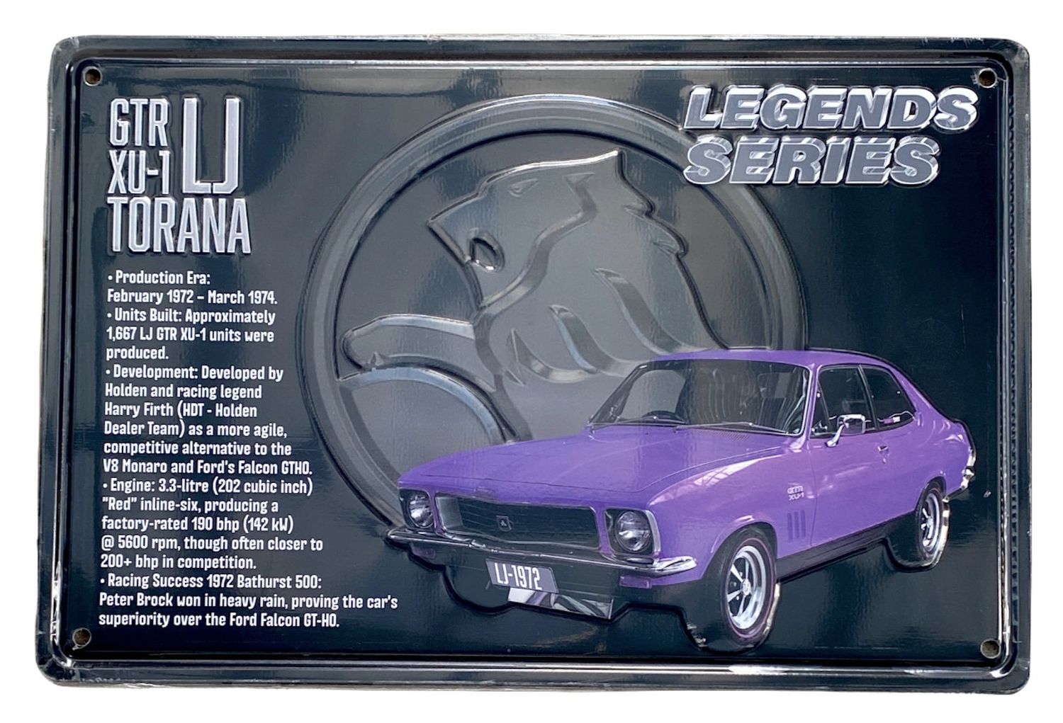GTR XU-1 LJ Torana Legends Series 30cm x 20cm Tin Sign B GTR XU-1 LJ Torana Legends Series 30cm x 20cm Tin Sign B