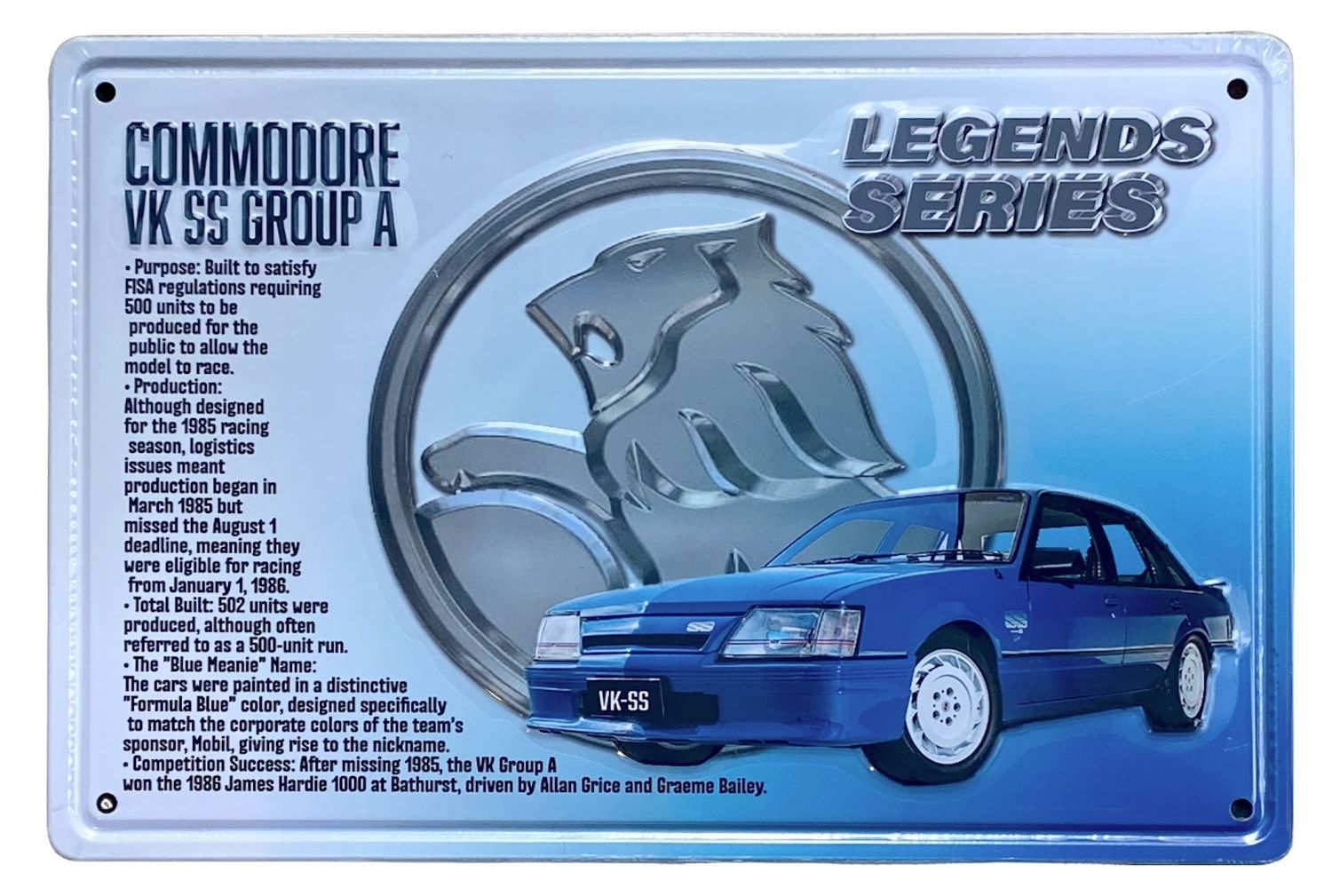 Commodore VK SS Group A Legends Series 30cm x 20cm Tin Sign Commodore VK SS Group A Legends Series 30cm x 20cm Tin Sign