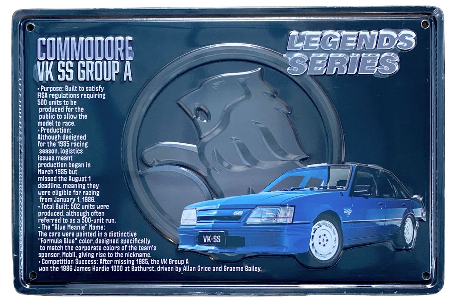 Commodore VK SS Group A Legends Series 30cm x 20cm Tin Sign B Commodore VK SS Group A Legends Series 30cm x 20cm Tin Sign B