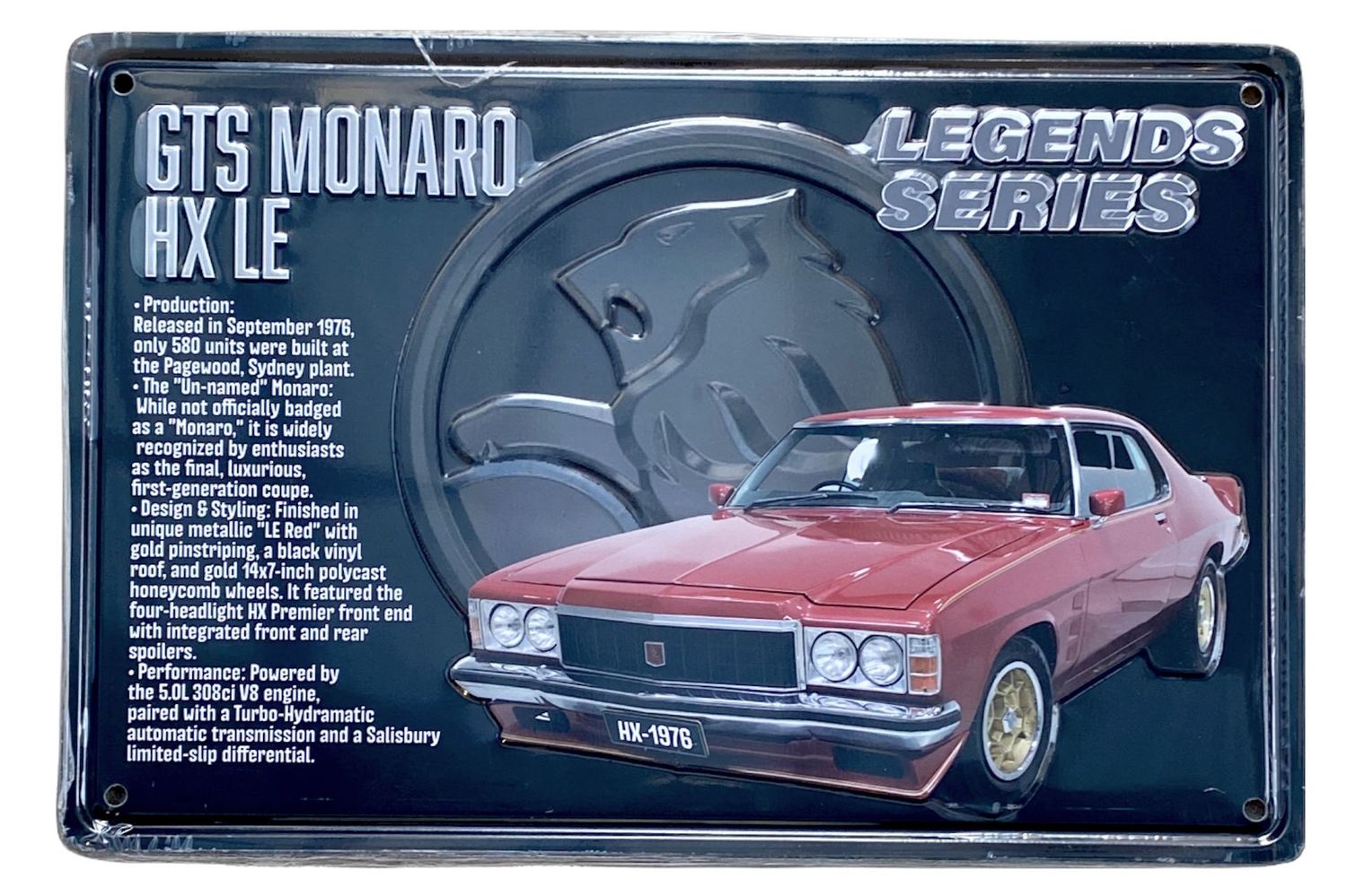 GTS Monaro HX LE Legends Series 30cm x 20cm Tin Sign B GTS Monaro HX LE Legends Series 30cm x 20cm Tin Sign B