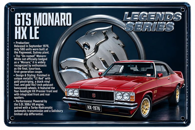 GTS Monaro HX LE Legends Series 30cm x 20cm Tin Sign Black