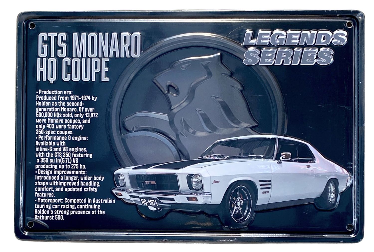 GTS Monaro HQ Coupe Legends Series 30cm x 20cm Tin Sign B GTS Monaro HQ Coupe Legends Series 30cm x 20cm Tin Sign B