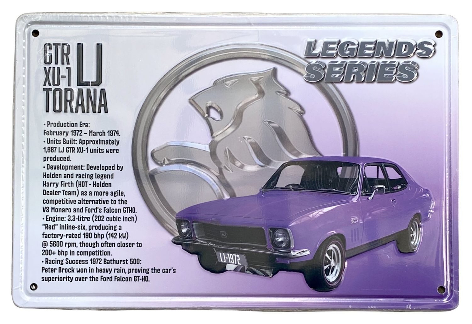 GTR XU-1 LJ Torana Legends Series 30cm x 20cm Tin Sign GTR XU-1 LJ Torana Legends Series 30cm x 20cm Tin Sign