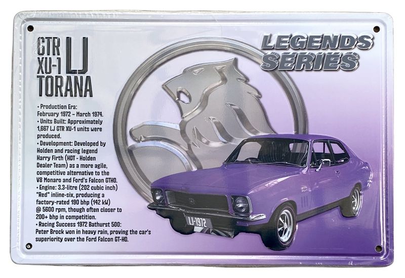 GTR XU-1 LJ Torana Legends Series 30cm x 20cm Tin Sign
