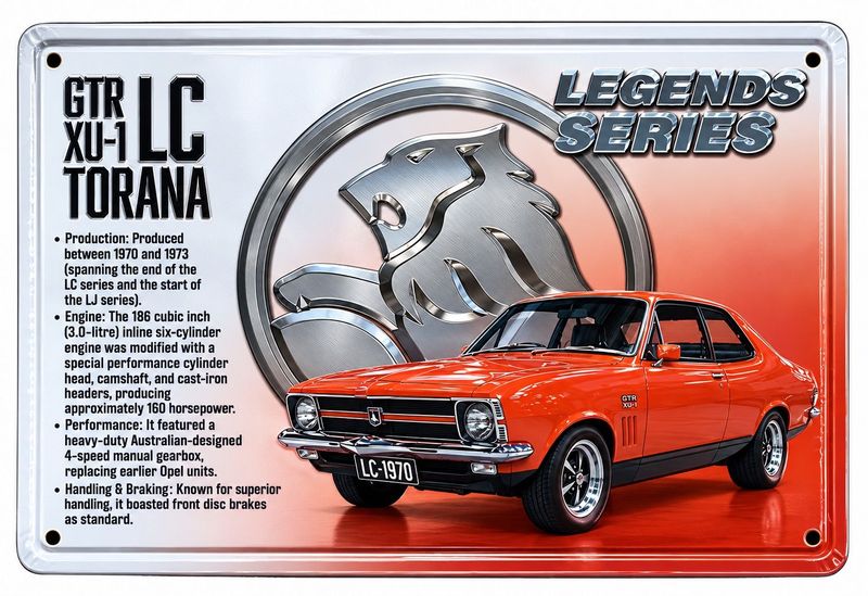 GTR XU-1 LC Torana Legends Series 30cm x 20cm Tin Sign White