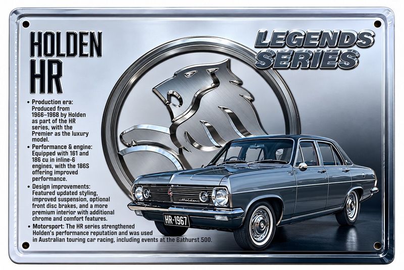 Holden HR Legends Series 30cm x 20cm Tin Sign White