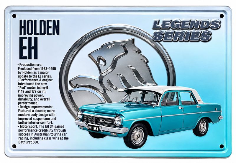 Holden EH Legends Series 30cm x 20cm Tin Sign White