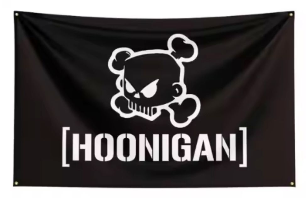 Hoonigan Black Skull Banner Flag