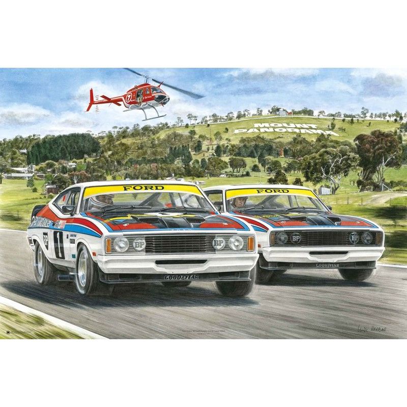 Ford Falcon Bathurst 1977 Framed Print by Mike Harbar
