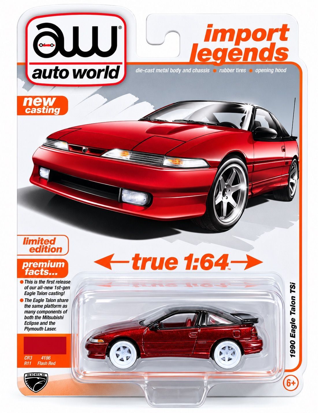 Auto World Premium Series Release 3 Version A 1990 Eagle Talon TSi Ultra Red Chase Auto World Premium Series Release 3 Version A 1990 Eagle Talon TSi Ultra Red Chase