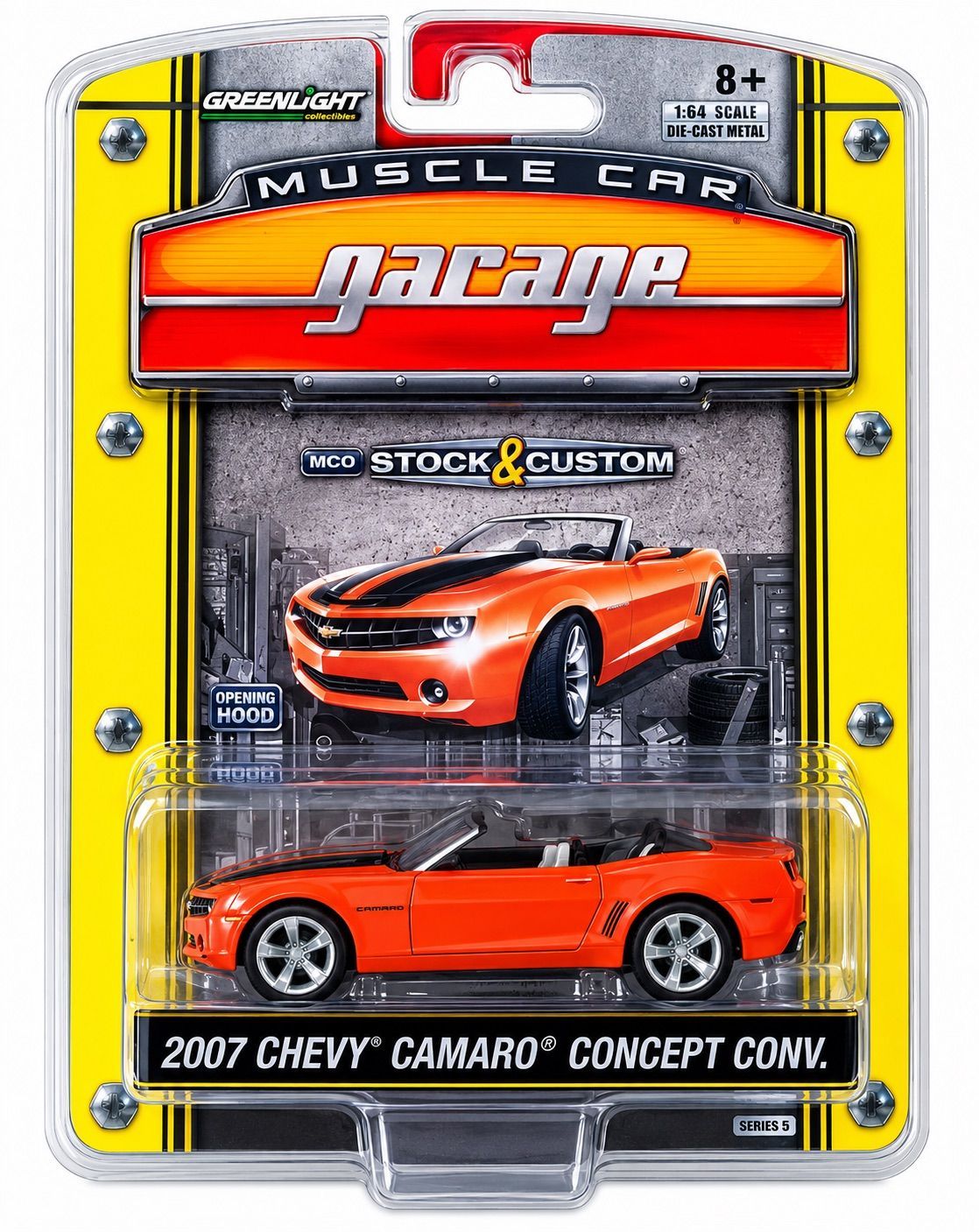 GreenLight 2007 Chevy Camaro Concept Convertible Orange – Muscle Car Garage Series 5