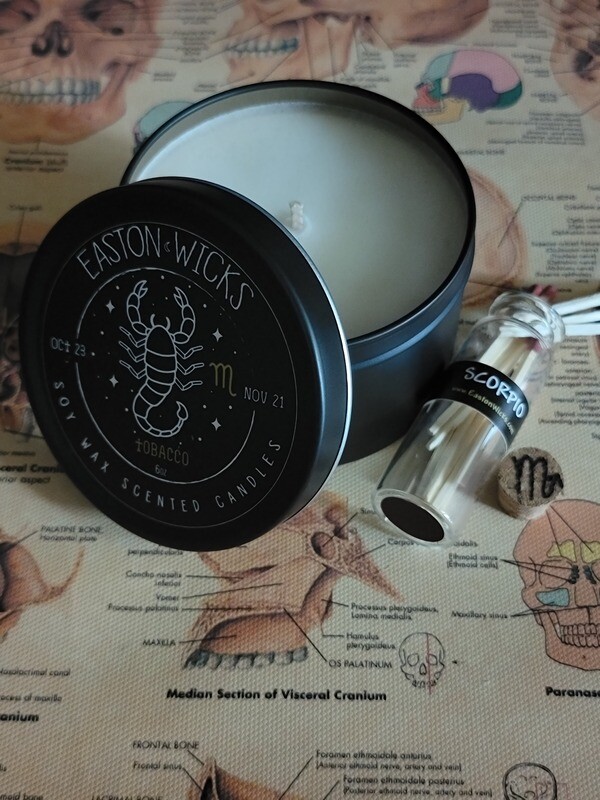 Tobacco ♏ Scorpio Zodiac Birthday soy candle