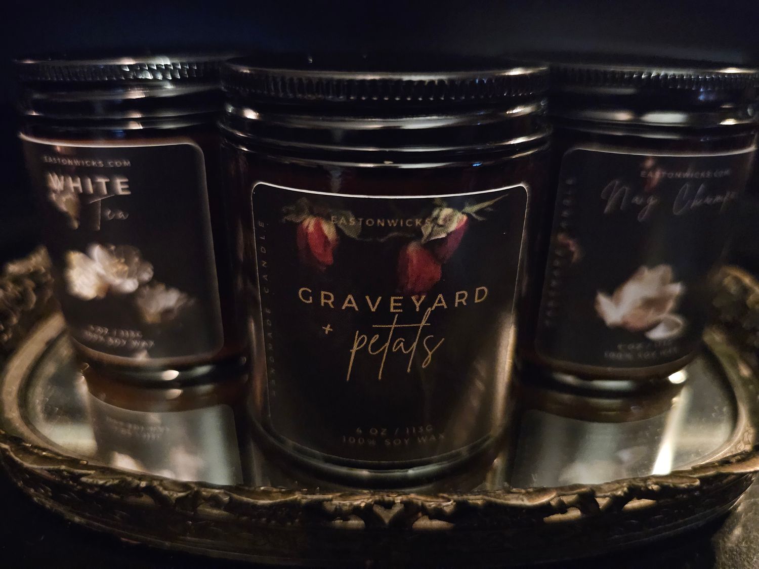 "Graveyard Petals" Amber Jar Soy Wax Candles