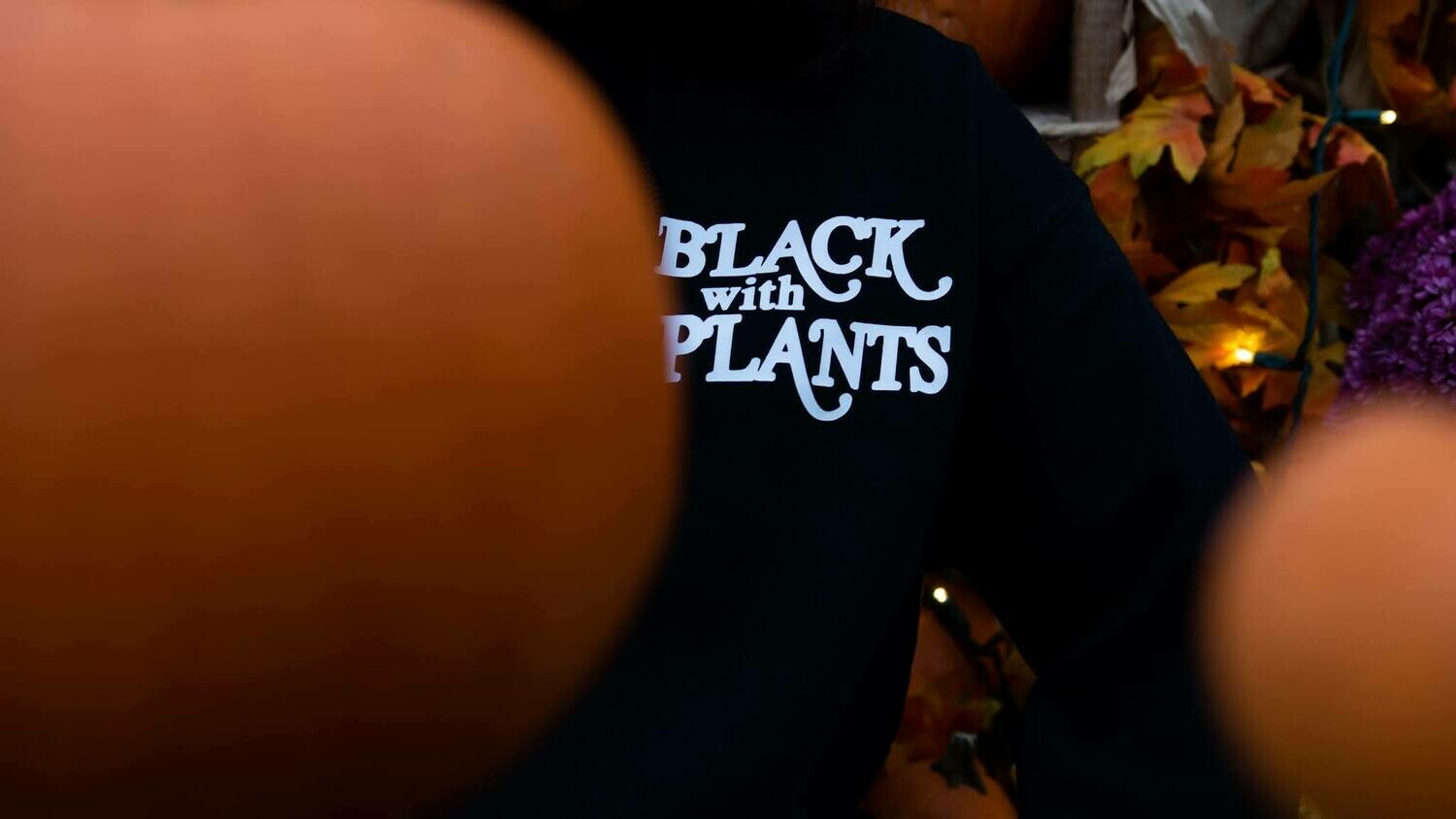 Black With Plants —  Long Sleeve Tee, Sizes: S