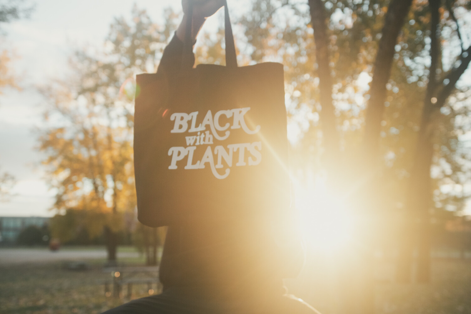 Black With Plants Canvas Tote — Black