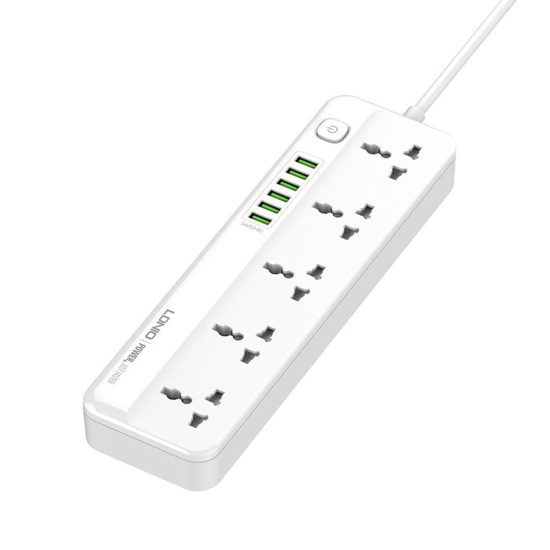 Protector Sobretensiones 5 Salidas CA, 4 Puertos USB, 2m de LDNIO