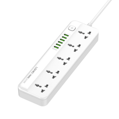 Protector Sobretensiones 5 Salidas CA, 4 Puertos USB, 2m de LDNIO