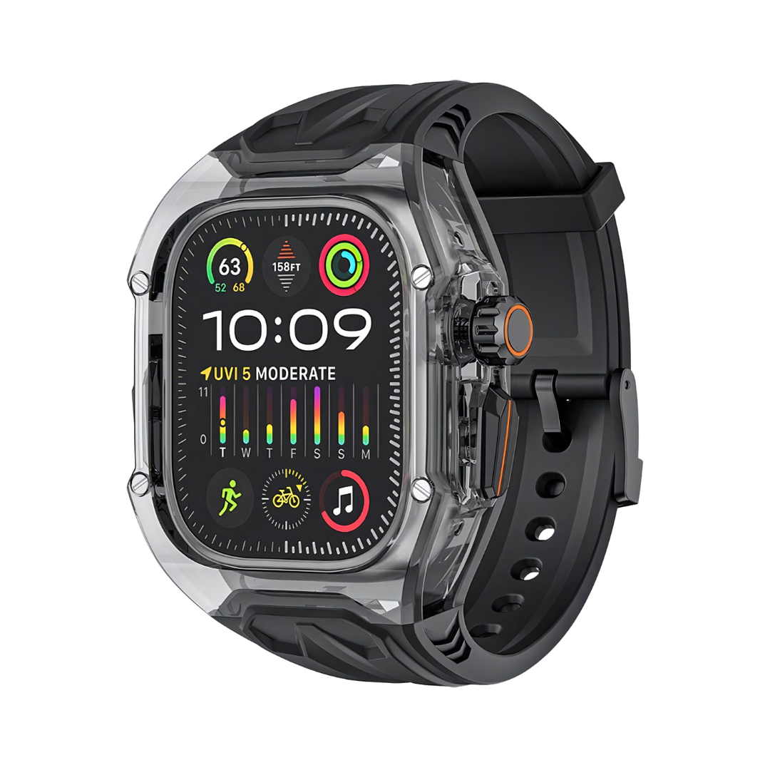 Rugged Straps Crystal Luxury Black Cover para Apple Watch