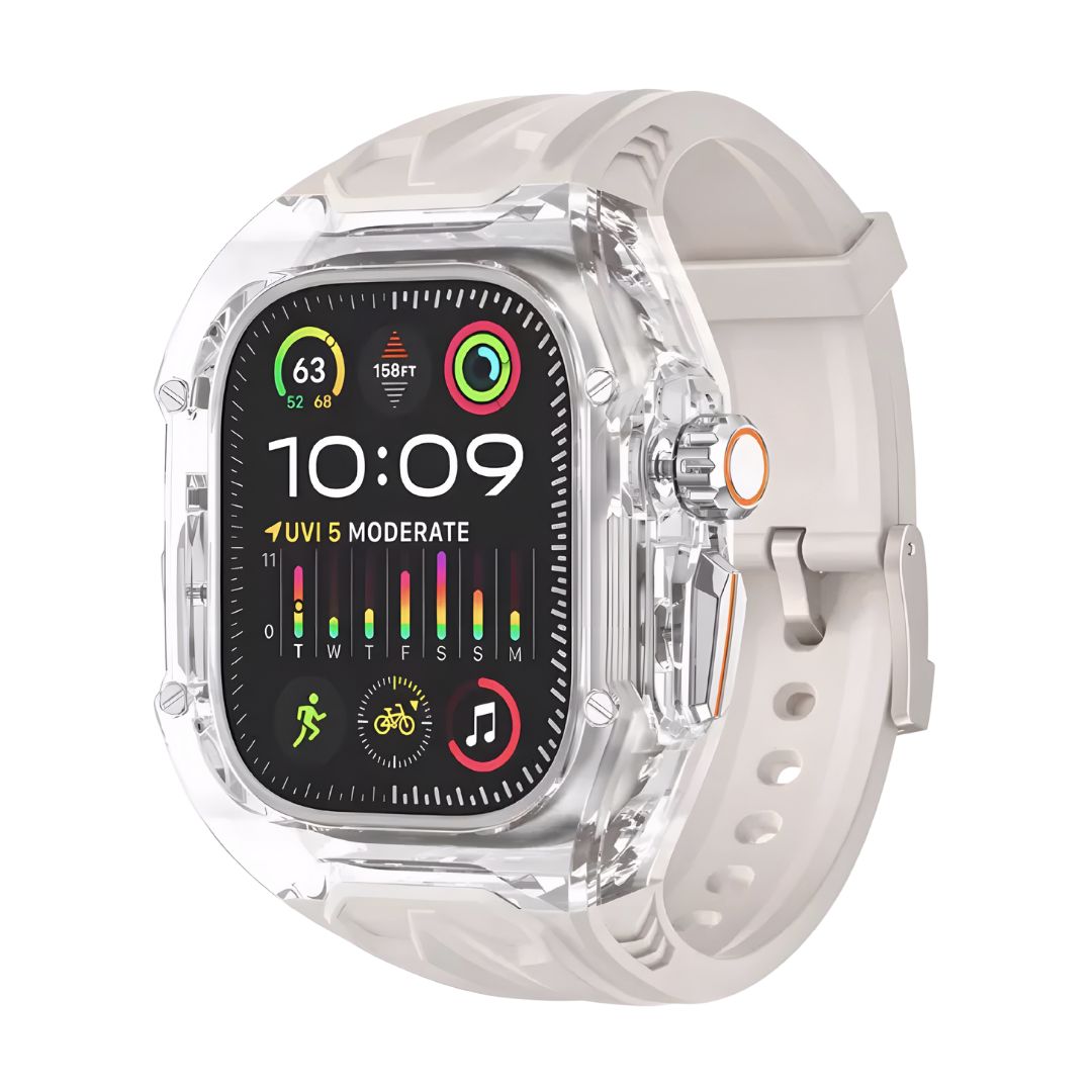Rugged Straps Crystal Luxury White Cover para Apple Watch