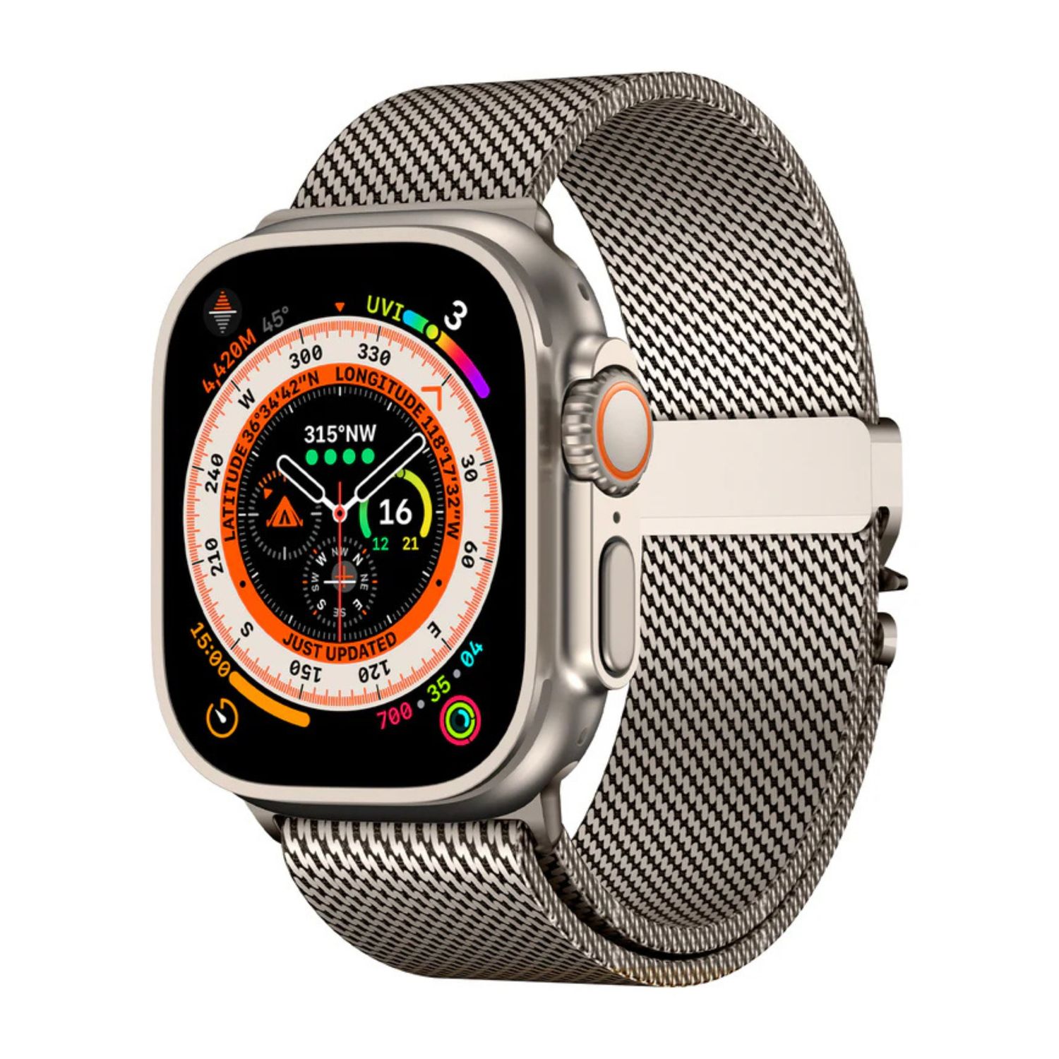 Brazalete Milanese Mesh – Titanio Natural para Apple Watch