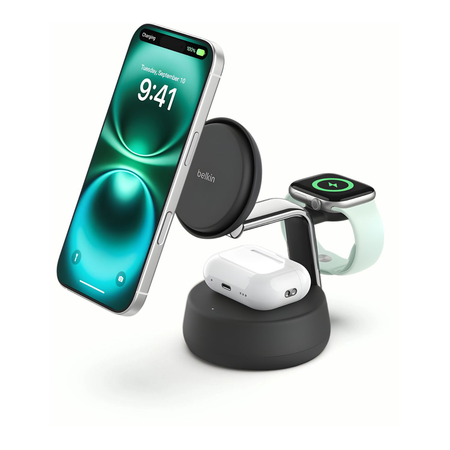 Estación MagSafe UltraCharge Pro 3 en 1 Qi2 25W – Charcoal (Belkin)