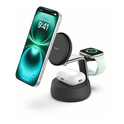 Estación MagSafe UltraCharge Pro 3 en 1 Qi2 25W – Charcoal (Belkin)