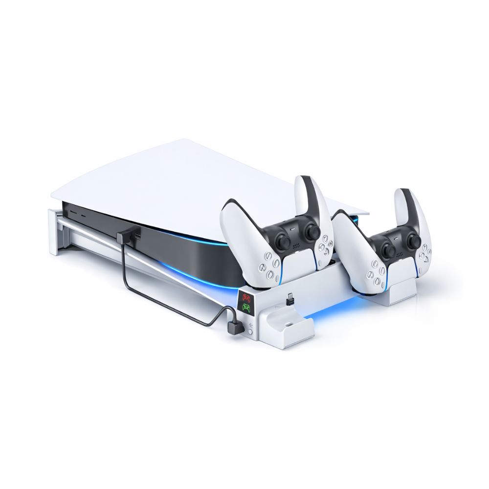 Base Horizontal Multifuncional con Ventilador y Cargador Dual – PS5 (OIVO)