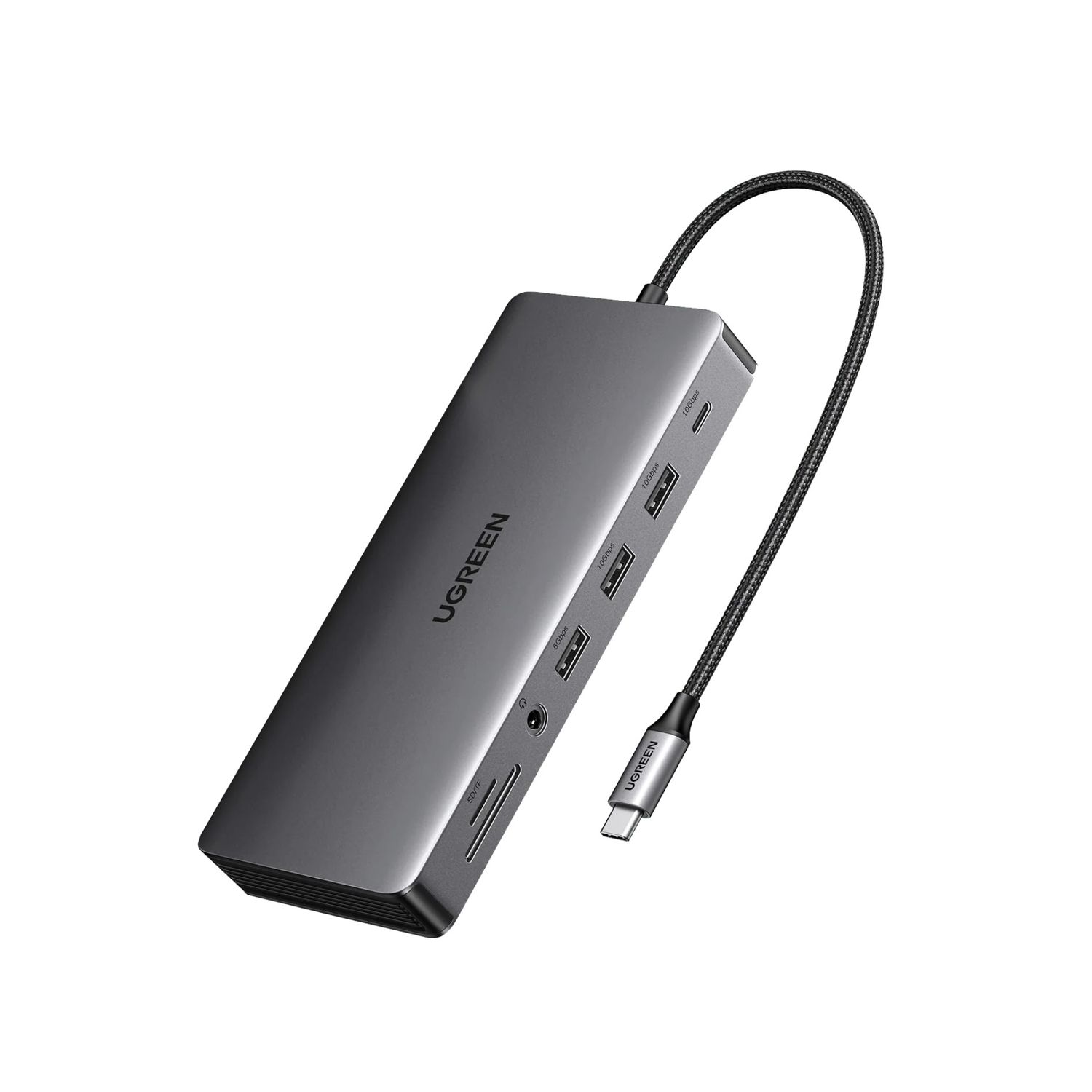 Hub USB-C 13 en 1 Triple Video HDMI + DisplayPort + RJ45 + PD 100W + Audio + USB – UGREEN