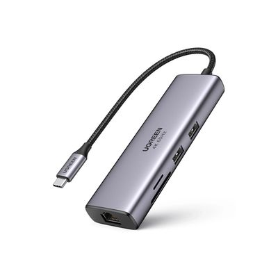 Hub USB-C 7 en 1 HDMI 4K + RJ45 + USB-C PD 100W + 2 USB-A + SD/TF – UGREEN