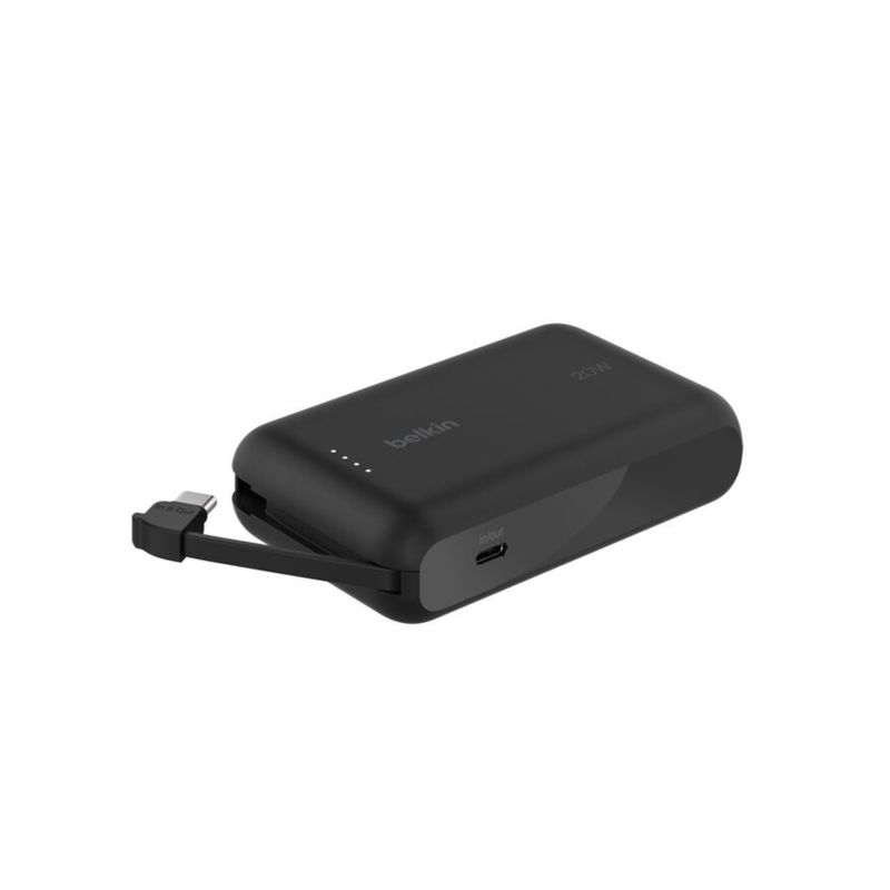 Batería Portátil BoostCharge 10,000mAh 20W con Cable USB-C Integrado Negro – Belkin