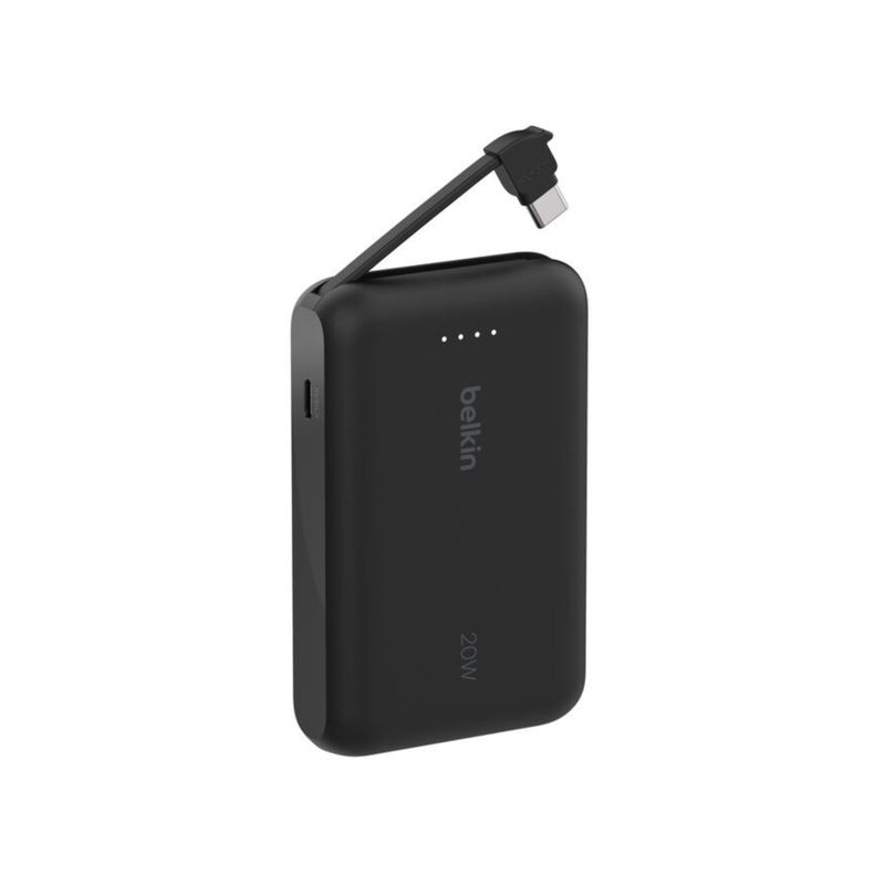 Batería Portátil BoostCharge 10,000mAh 20W con Cable USB-C Integrado Negro – Belkin
