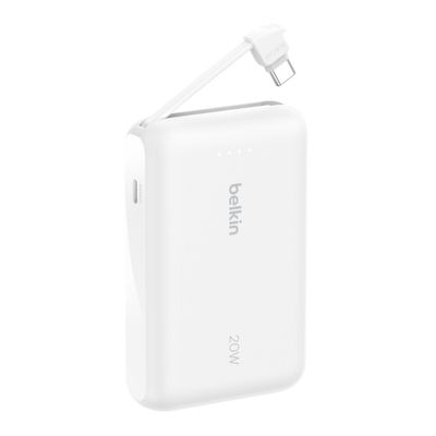 Batería Portátil BoostCharge 10,000mAh 20W con Cable USB-C Integrado Blanco – Belkin