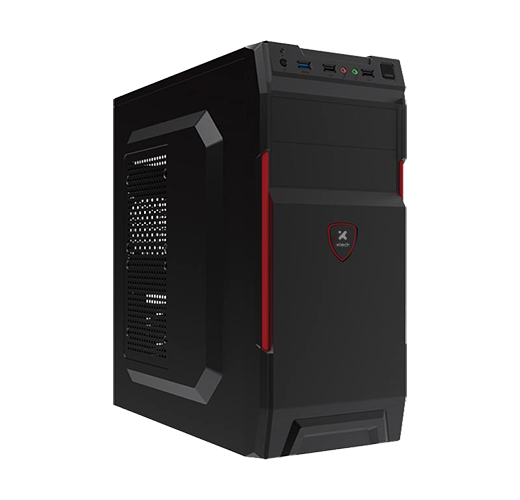 ​Case Torre Media ATX con Fuente 600W + USB 3.0 – Xtech XTQ-214 (Negro/Rojo)