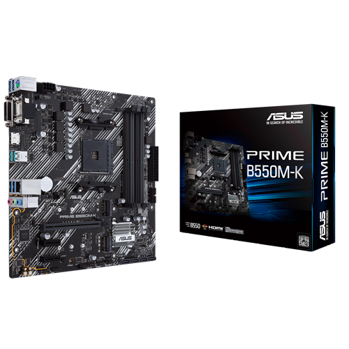 ​Motherboard Micro ATX AMD AM4 DDR4 PCIe 4.0 Dual M.2 – ASUS Prime B550M-K (Negro)