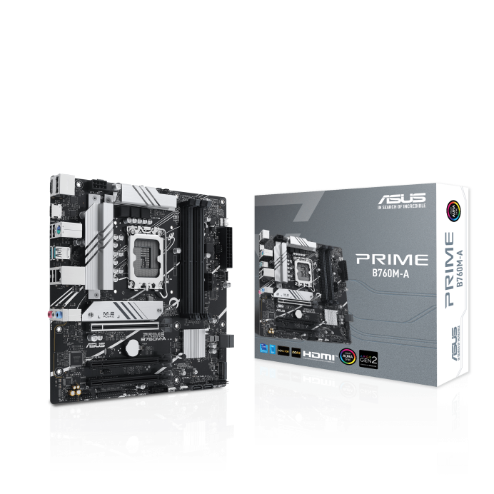 ​Motherboard Micro ATX Intel LGA1700 DDR5 PCIe 4.0 Dual M.2 – ASUS Prime B760M-A (Negro)