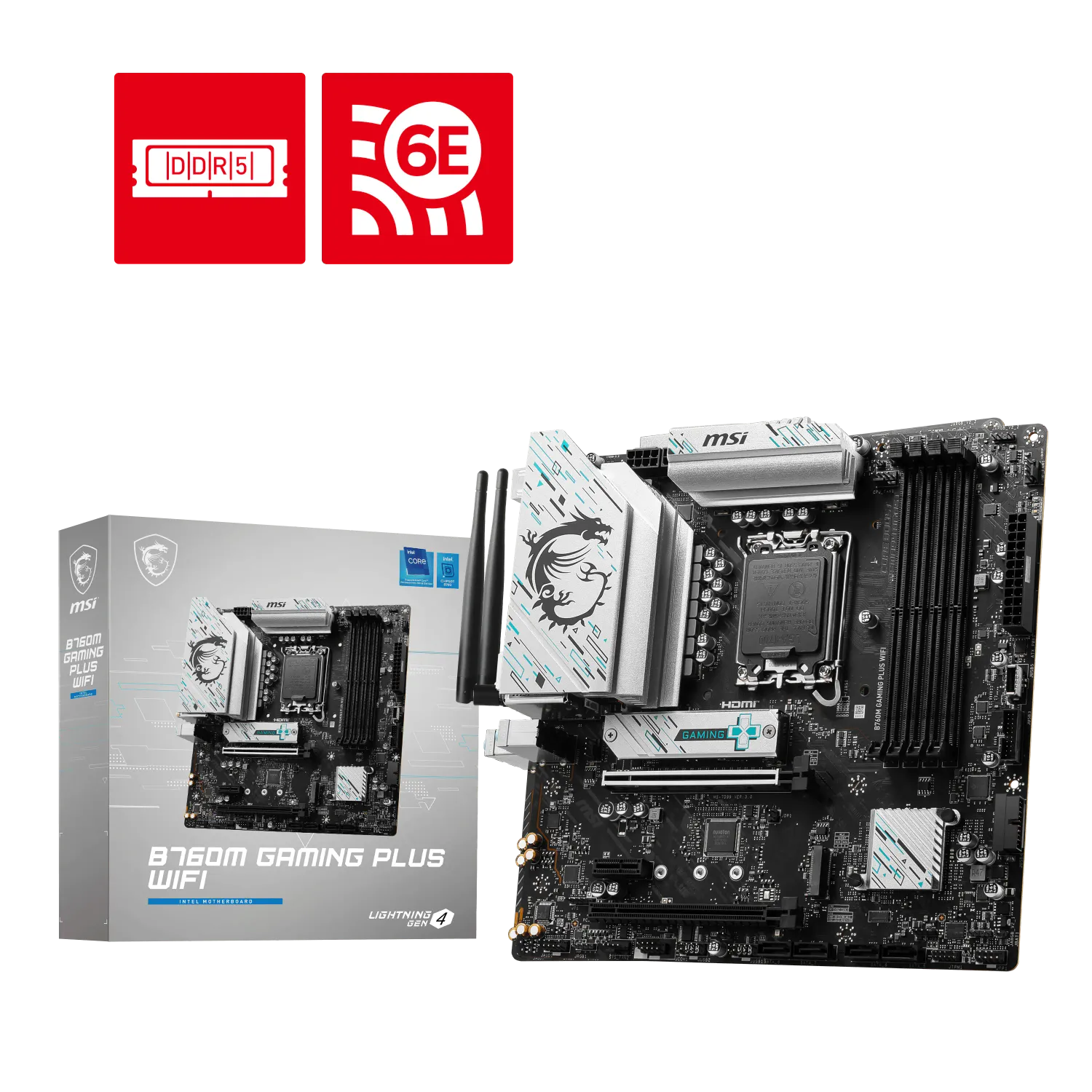 ​Motherboard Micro ATX Intel LGA1700 DDR5 PCIe 4.0 WiFi 6E – MSI B760M Gaming Plus WiFi (Negro)