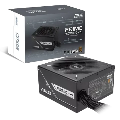 ​Fuente de Poder ATX 650W 80 Plus Bronze Ventilador 135mm – ASUS Prime 650B Black (Negro)