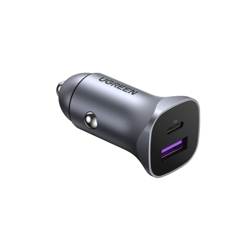 Cargador de Auto USB-C 30W Dual Port – UGREEN Mini Fast Charge (Aluminio)