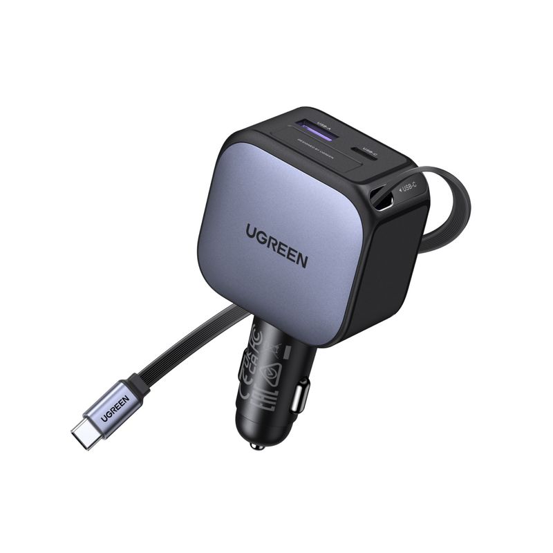 Cargador para Carro 90W con Cable Retráctil USB-C – UGREEN