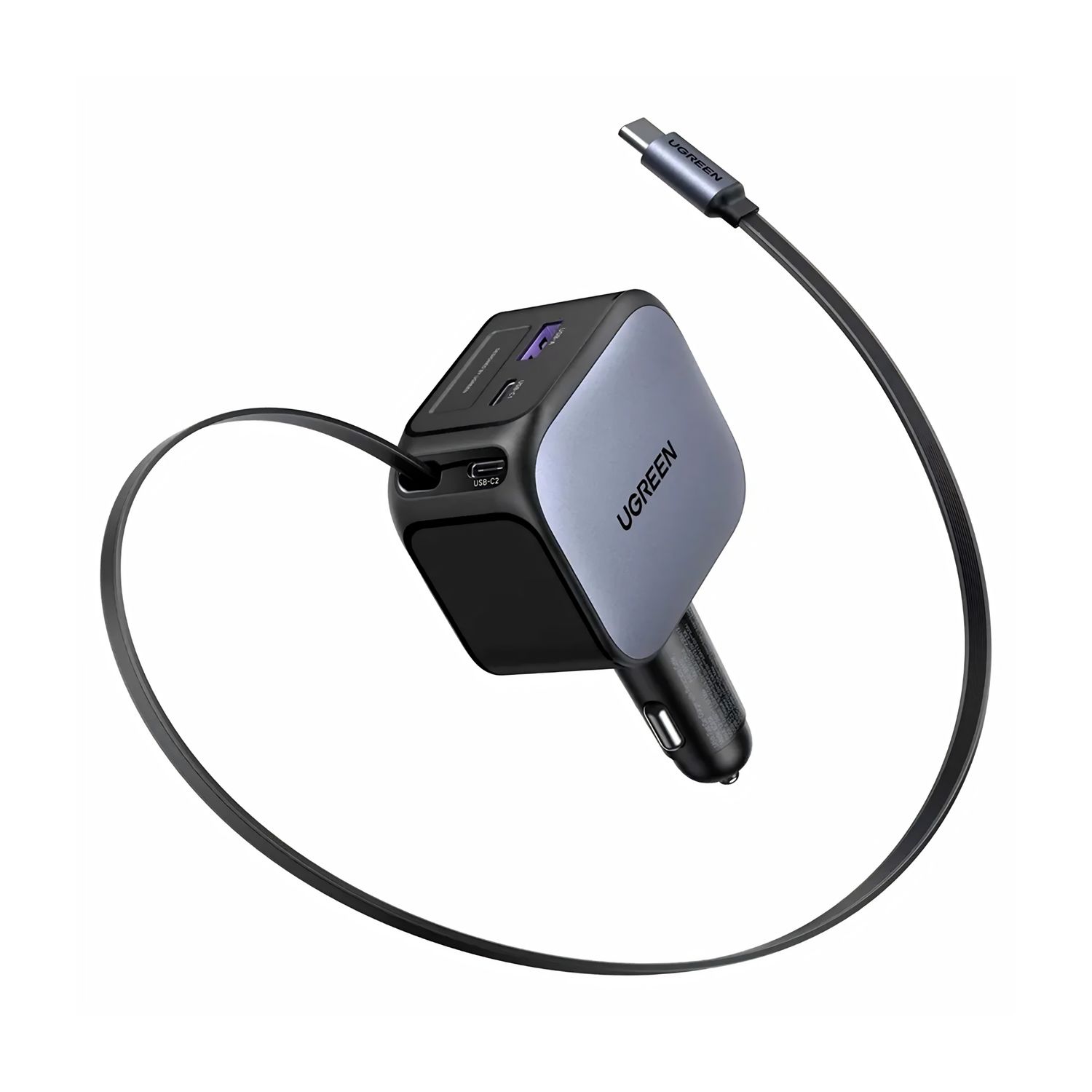 Cargador para Carro 145W con Cable Retráctil USB-C – UGREEN