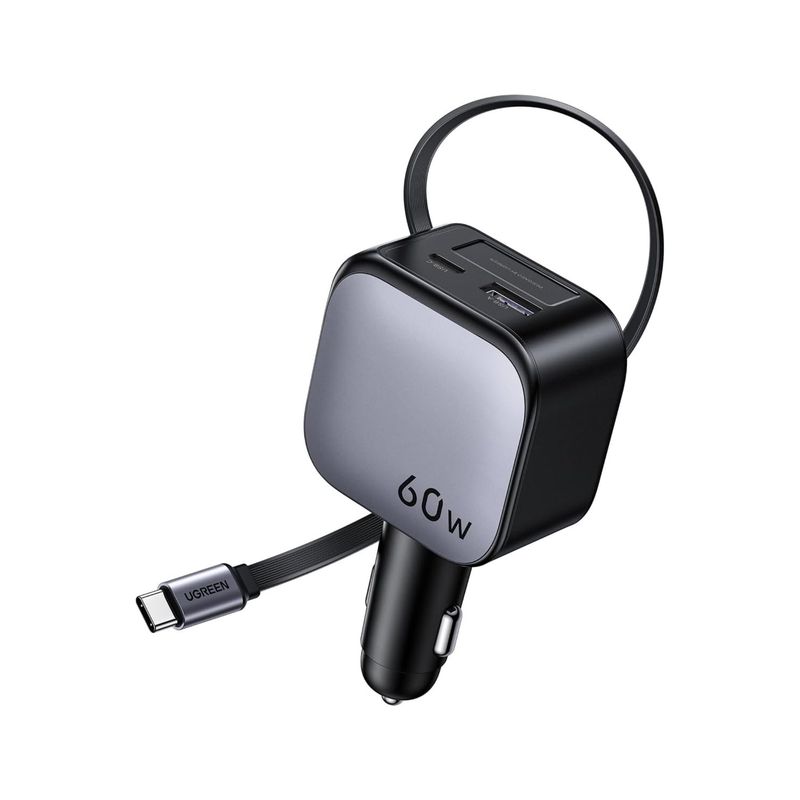 Cargador para Carro 60W con Cable Retráctil USB-C – UGREEN