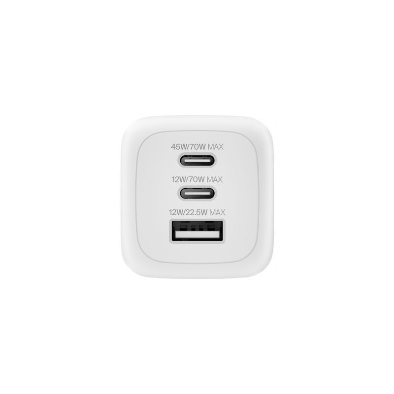 Cargador GaN BoostCharge Pro 70W 3 Puertos Blanco – Belkin