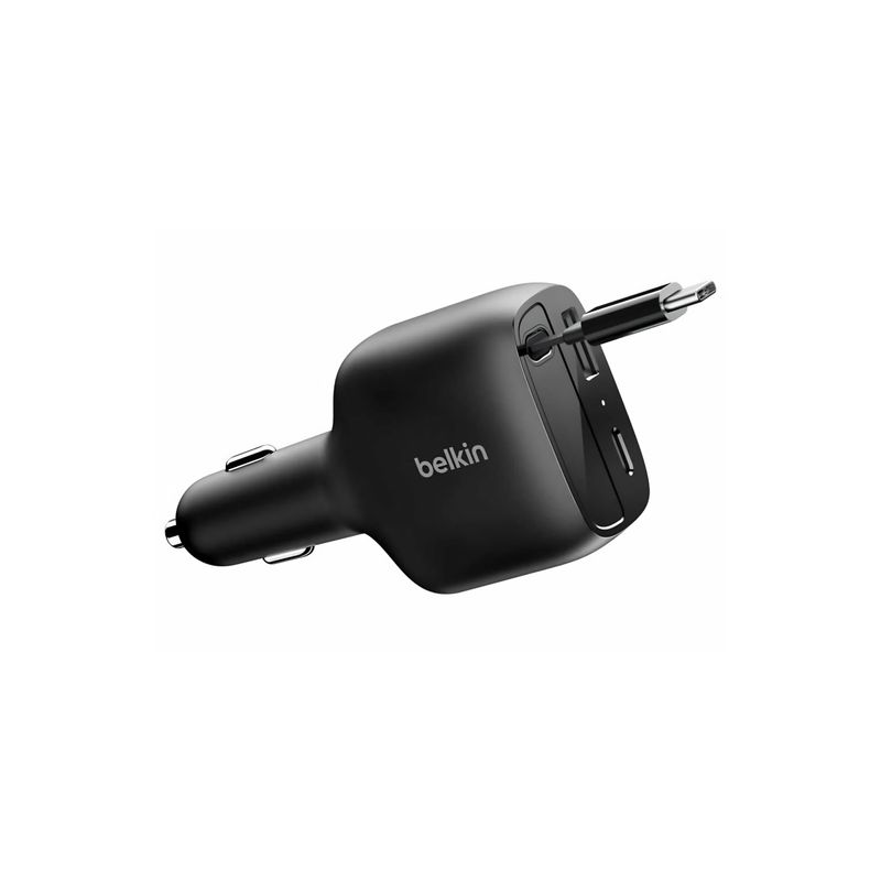 Cargador para Auto BoostCharge 75W con Cable USB-C Retráctil Negro – Belkin